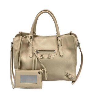 BALENCIAGA Mini Papier A4 357333 Beige Leather Handbag